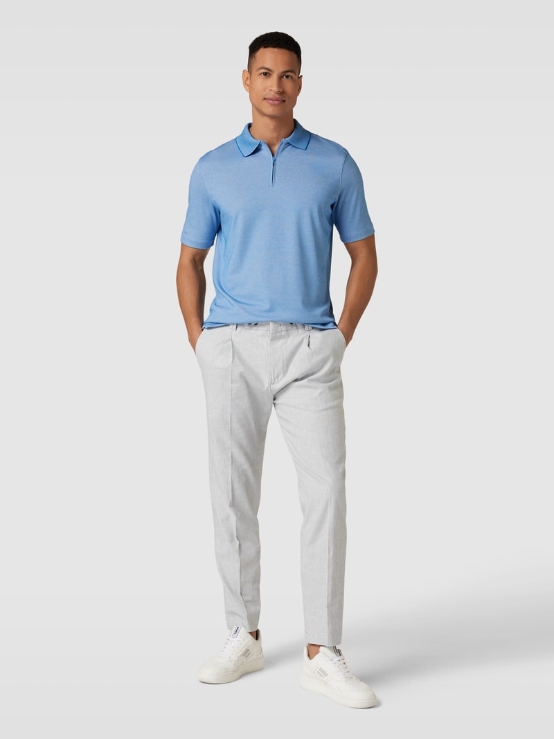 Poloshirt mit Reißverschluss in blau
