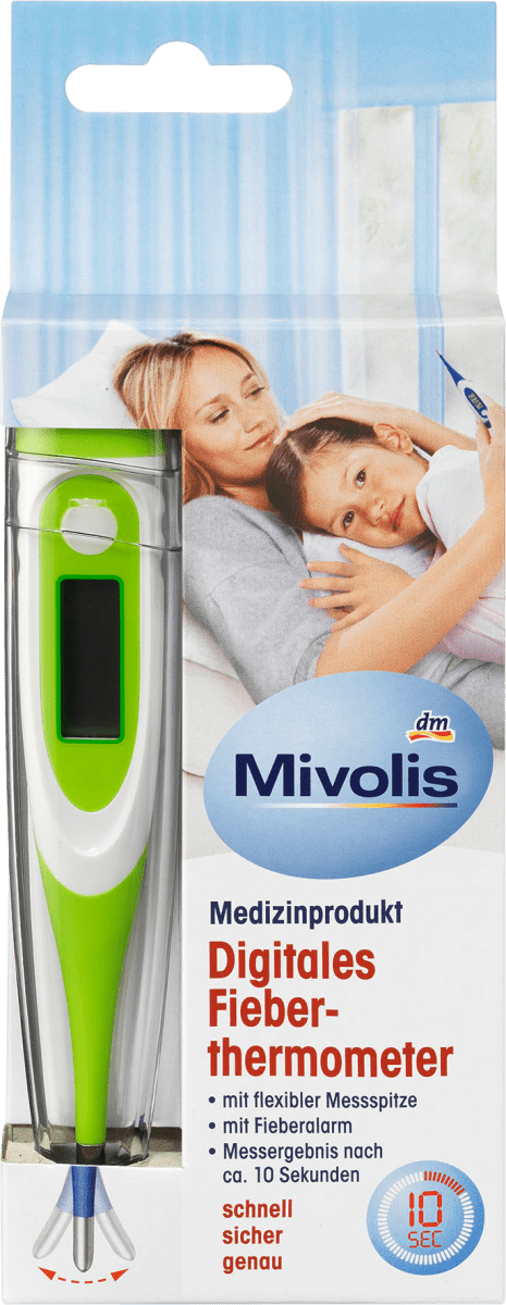 Digitales Fieberthermometer mit flexibler Messspitze, 1 St