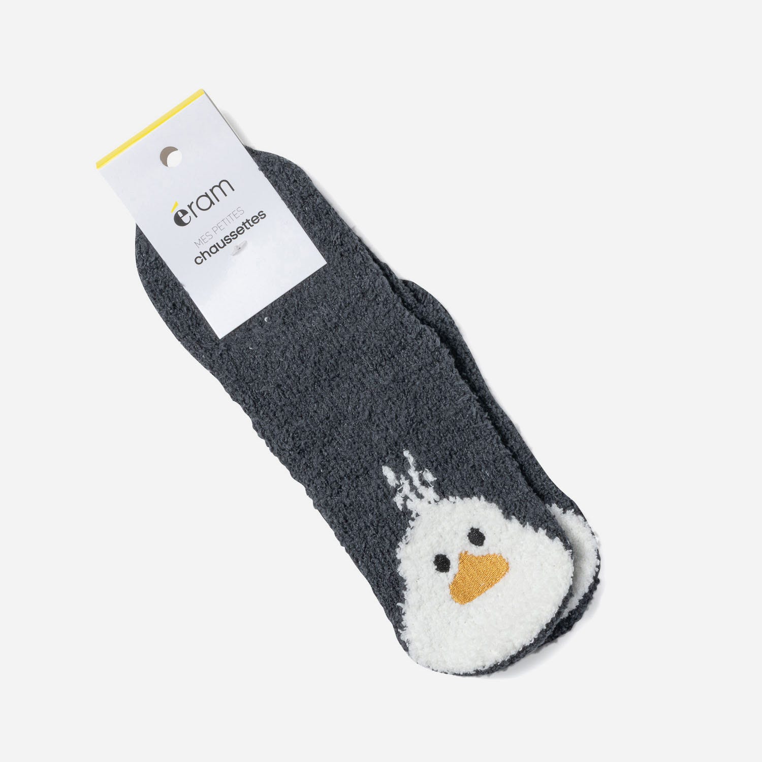 Chaussettes antidérapantes grises motif canard