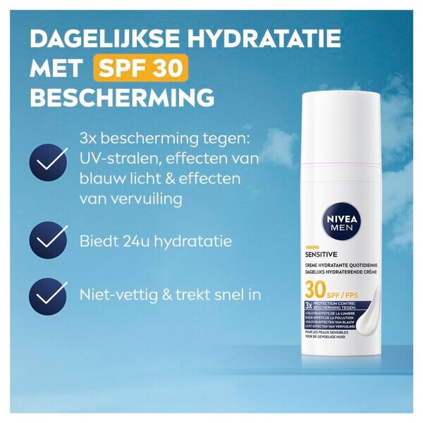 NIVEA Men SPF30 Sensitive Daily Protective Moisturizing Cream 50ml - Sensitive skin
