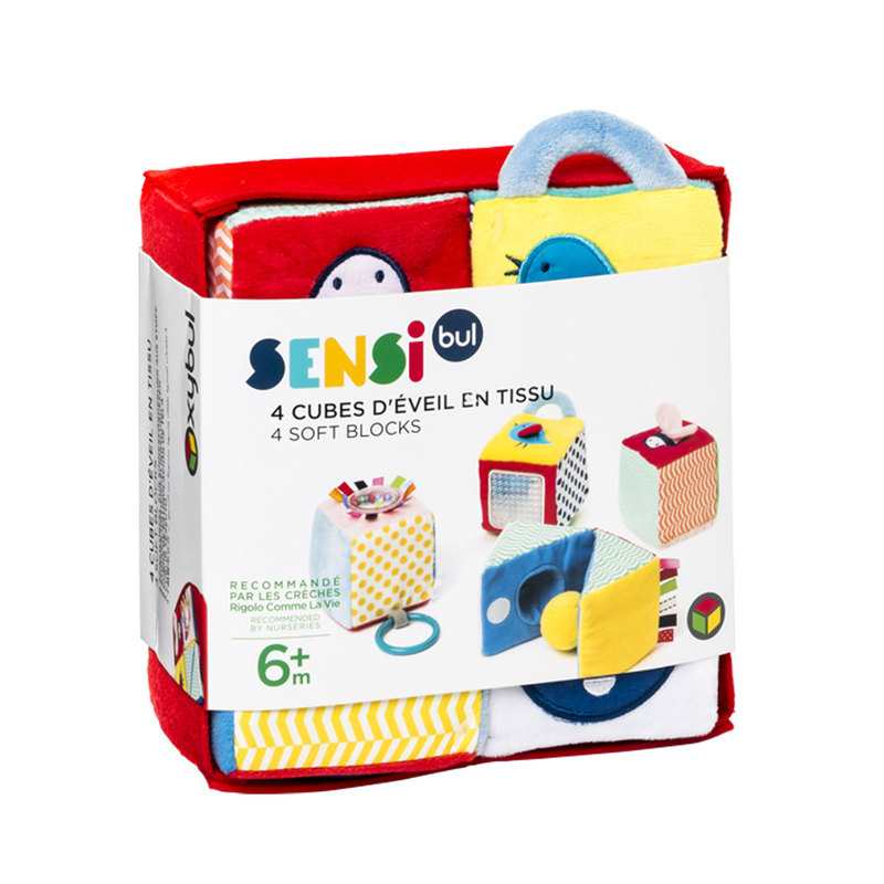 4 cubes d'éveil en tissu Oxybul