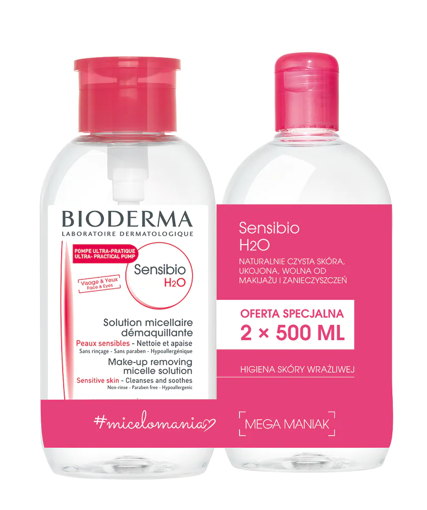 Bioderma Sensibio H2O micelinis skystis, 2 x 500 ml
