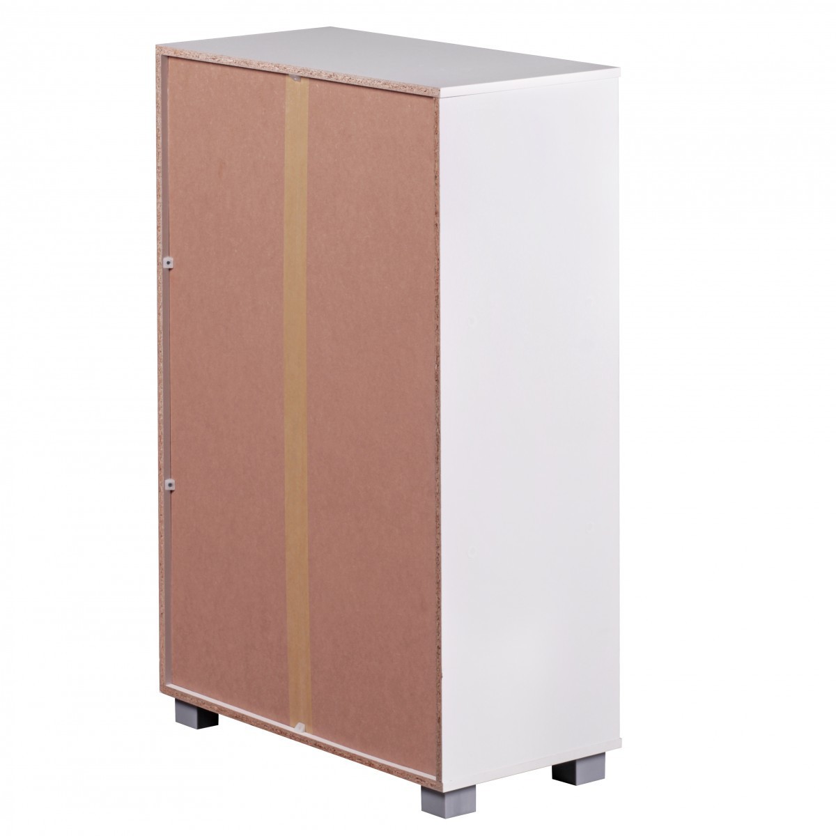 Wohnling Design Bücherregal Modern Holz Weiß mit Türen Sonoma Eiche Standregal freistehend 6 Fächer 60 x 90 x 30 cm