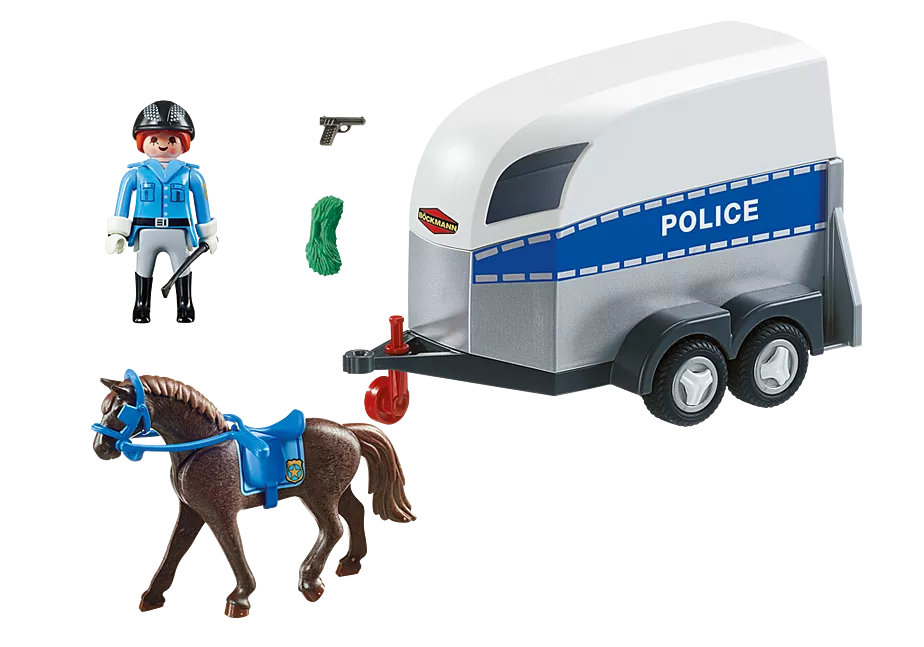 Polizeipferd mit Anh&auml;nger