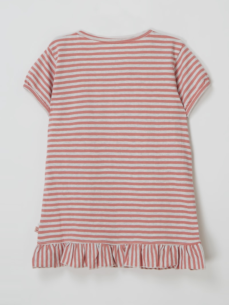 T-Shirt mit Volantsaum in koralle