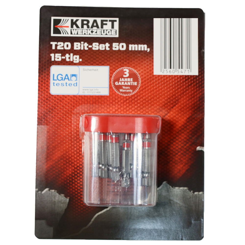 Kraft Werkzeuge S2-Bit-Sets, T20 - 15tlg.
