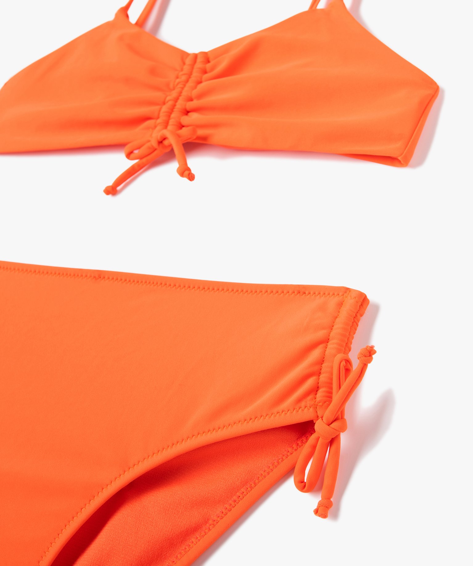 Maillot de bain fille 2 pièces à motifs fleuris avec cordo... orange | GEMO