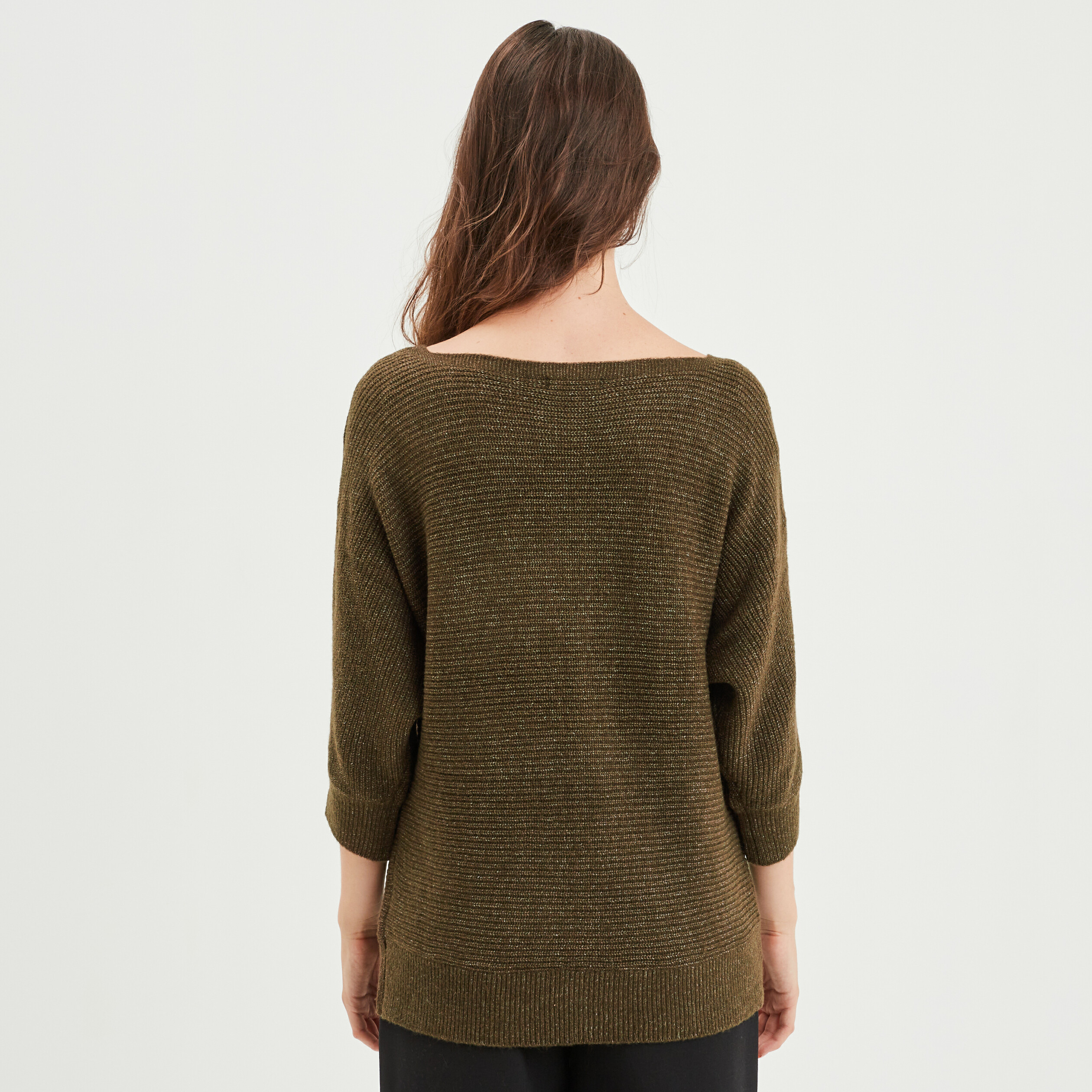 Pull manches 3 4 vert kaki femme | La Halle