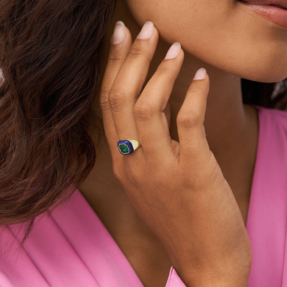 Fossil Bague pour femme Métal, Métal bleu Bague