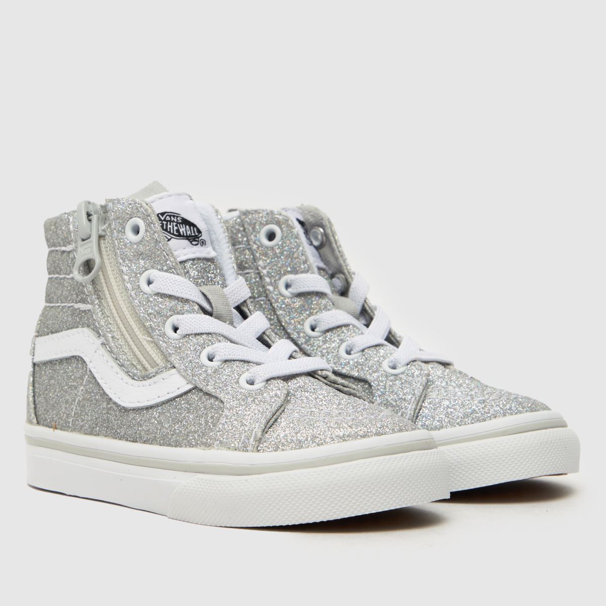 Vans silverfärgade sk8-hi reissue dragkedja flickor småbarnsskor