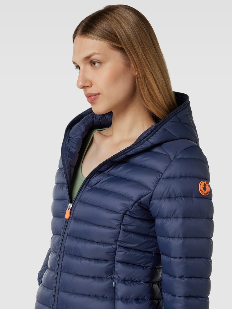 Steppjacke mit Label-Patch Modell 'DAISY' in dunkelblau