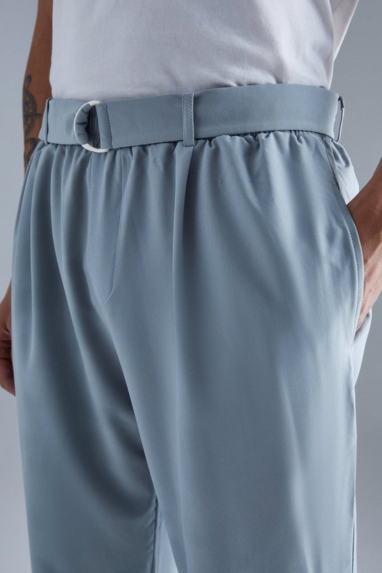 Elastische gerade Hose mit 4-Way Stretch und Gürtel