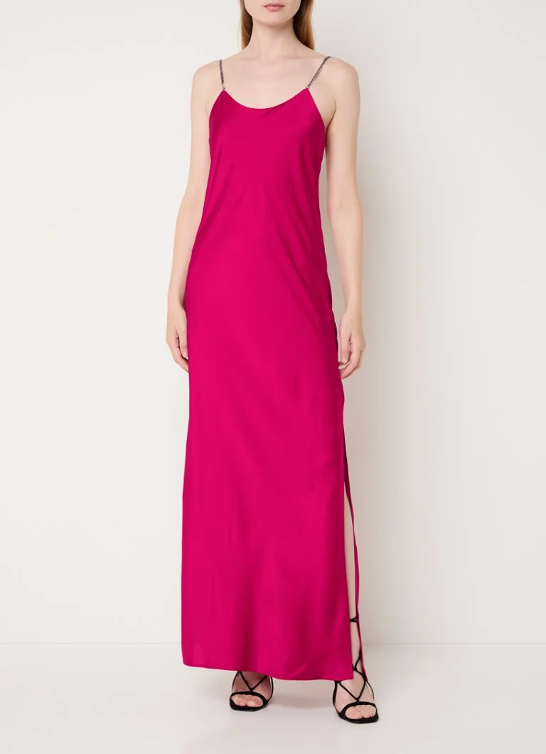Rochie maxi din satin Ba&sh Cali cu crăpătură