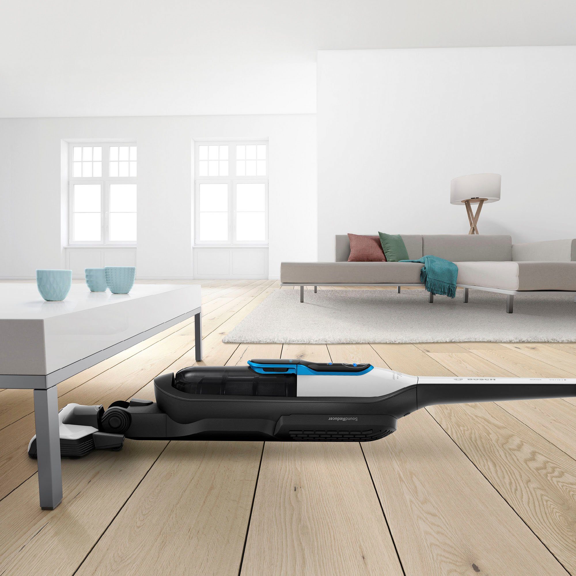 BOSCH Akku-Stielstaubsauger Athlet BKH86SIL1, ProSilence 28V, beutellos, extra leise, inkl. Zubehör-Set, 60 Min. Laufzeit