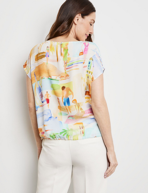 Gemustertes Blusenshirt mit Tunnelband
