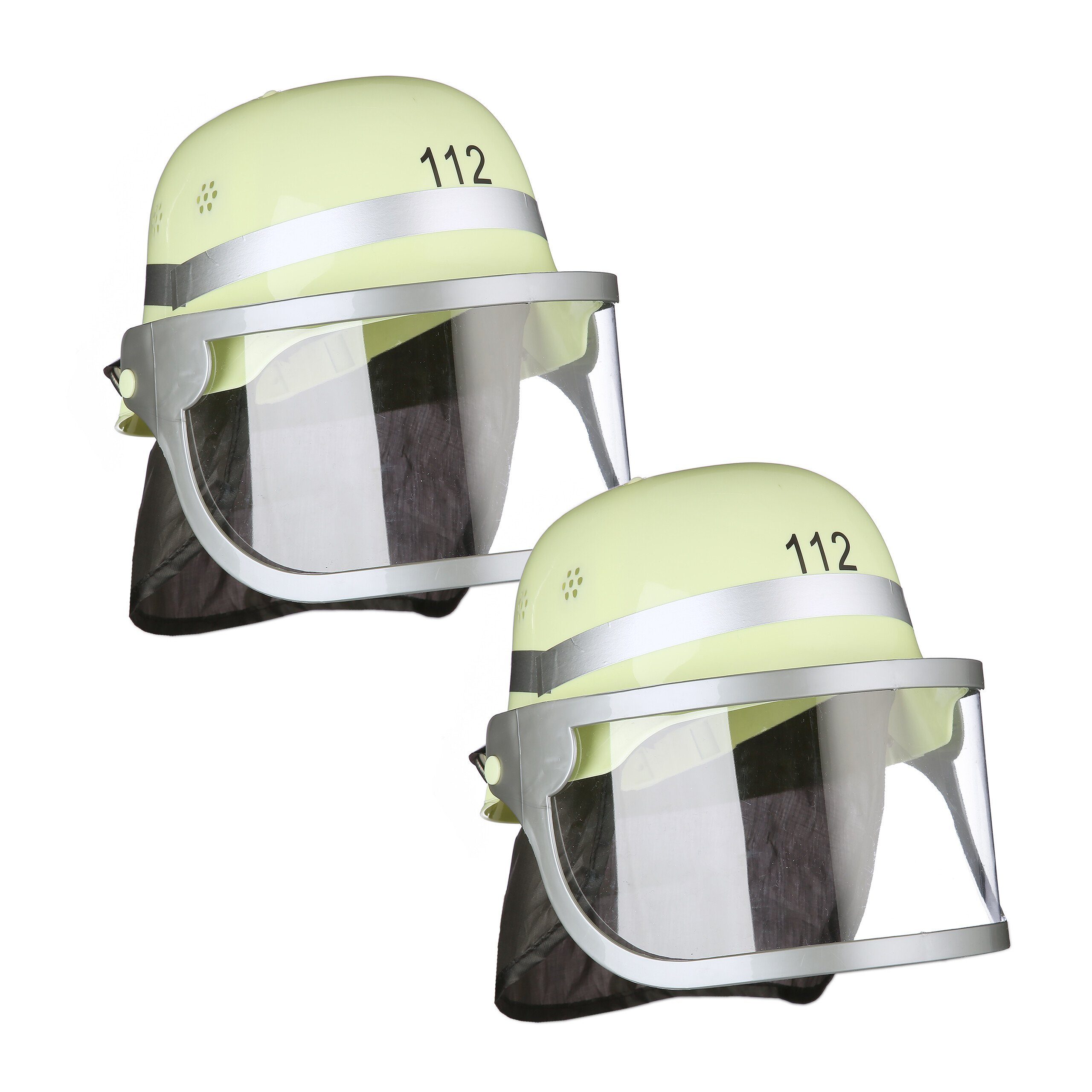 relaxdays Feuerwehrhelm 2er Set Feuerwehrhelm mit Blaulicht