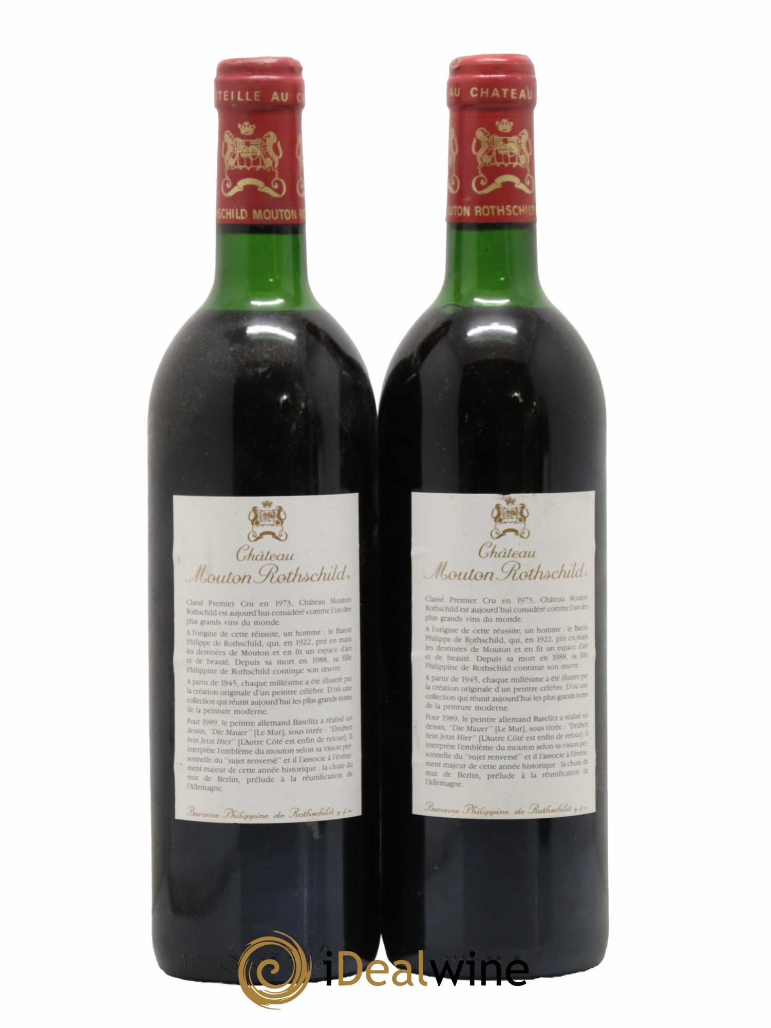 Château Mouton Rothschild 1er Grand Cru Classé  1989 - Lot de 2 Bouteilles