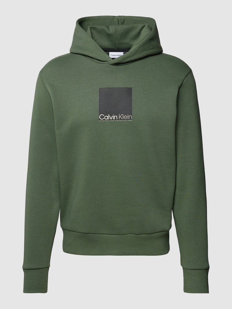 Hoodie mit Logo-Print in olivgrün