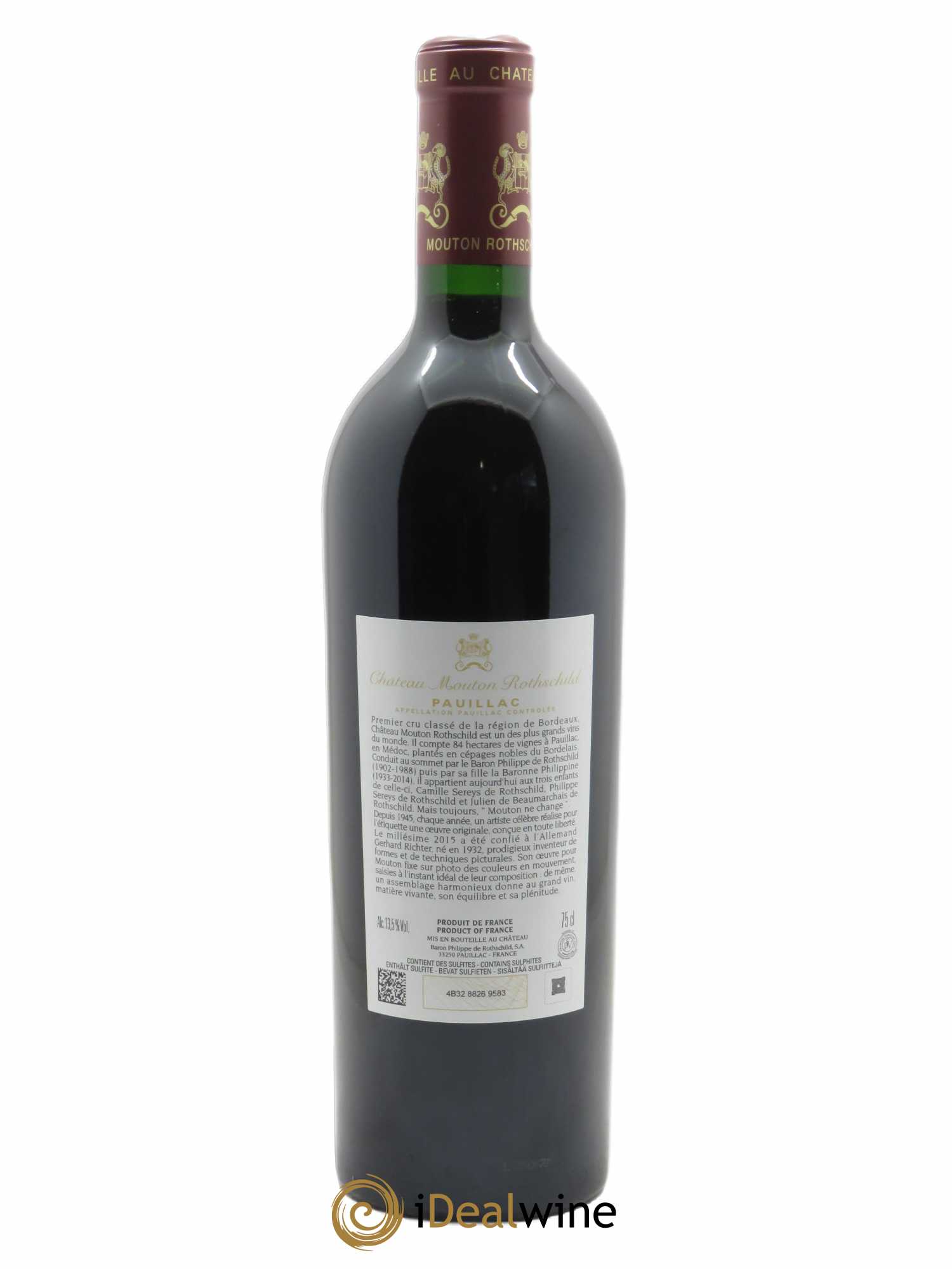 Château Mouton Rothschild 1er Grand Cru Classé  2015 - Lot de 1 Bouteille