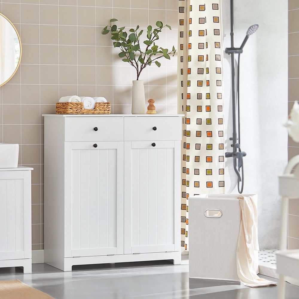 SoBuy Wäscheschrank BZR33 mit 2 Wäschesäcken Wäschetruhe Wäschesammler Wäschekorb Badschrank