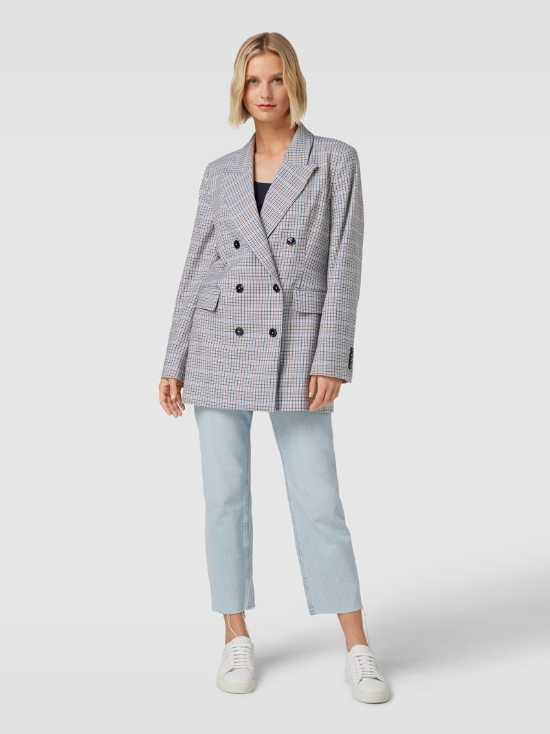 Relaxed Fit Longblazer mit Glencheck-Muster in hellgrau