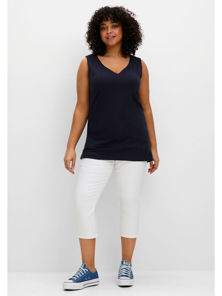sheego Doppellagiges Top in tiefblau günstig kaufen