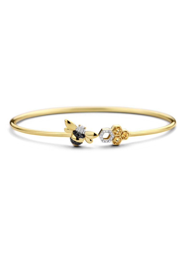 Diamond Point Yellow Gold Bracelet 0.18 ct Citrine Queen Bee