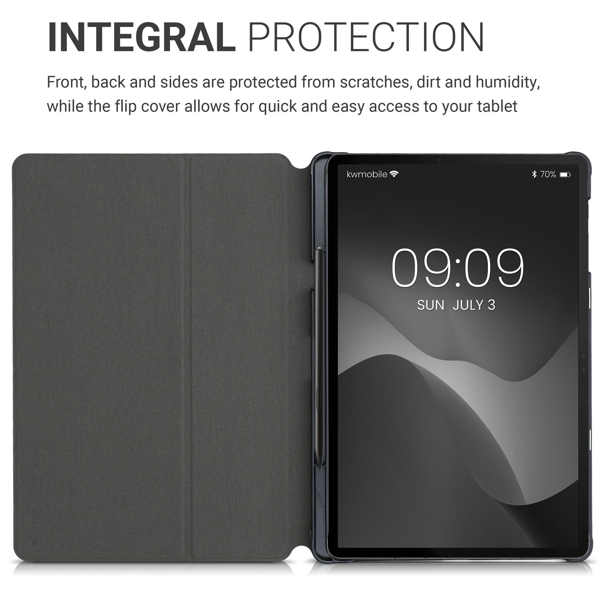 kwmobile Tablet-Hülle Hülle für Samsung Galaxy Tab S7 Plus / Tab S7 FE, Slim Tablet Cover Case Schutzhülle mit Ständer - Magnolien Design