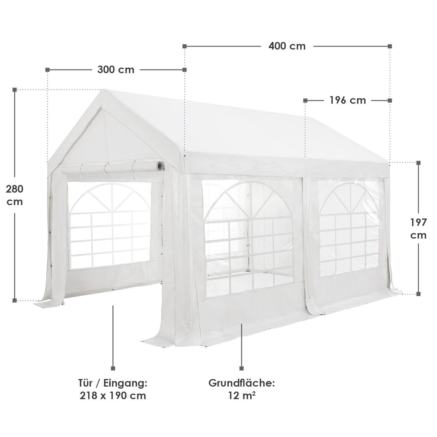 Juskys Partyzelt Gala 3x4 m, groß, stabil und standfest mit einfachem Klick-System