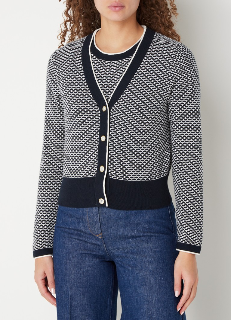 Cardigan LKBennett Honey din amestec fin de lână merinos cu model tricotat