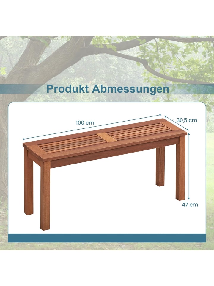 COSTWAY 2er Set Gartenbank 100 x 30,5 x 47 cm in Braun günstig kaufen onesize