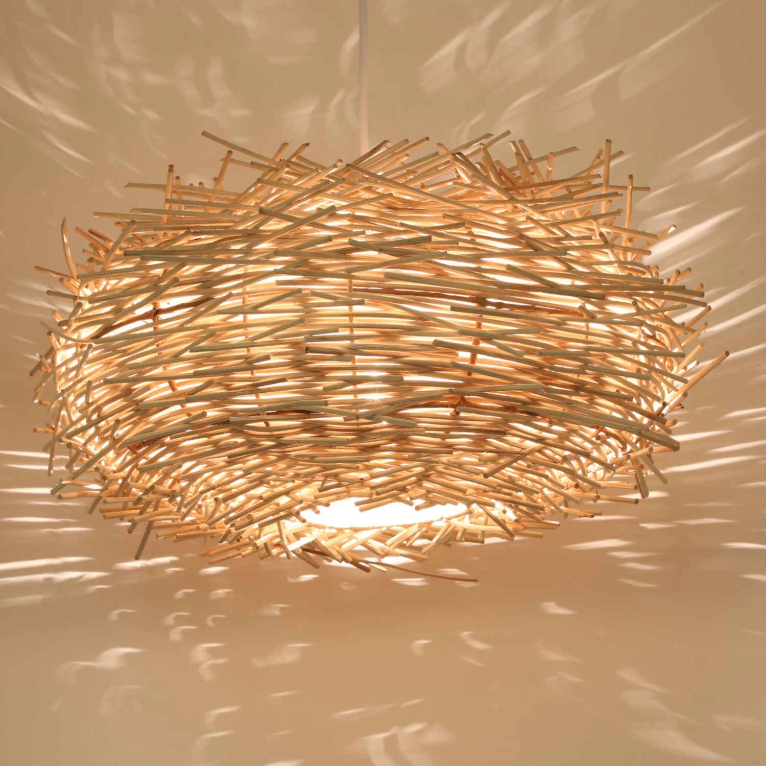 Casa Moro Deckenleuchten Rattan Lampe MIA Korbgeflecht Wohnzimmer Esszimmer Pendelleuchte Boho, ohne Leuchtmittel, Handgefertigte Designer Hängeleuchte, natur Beige