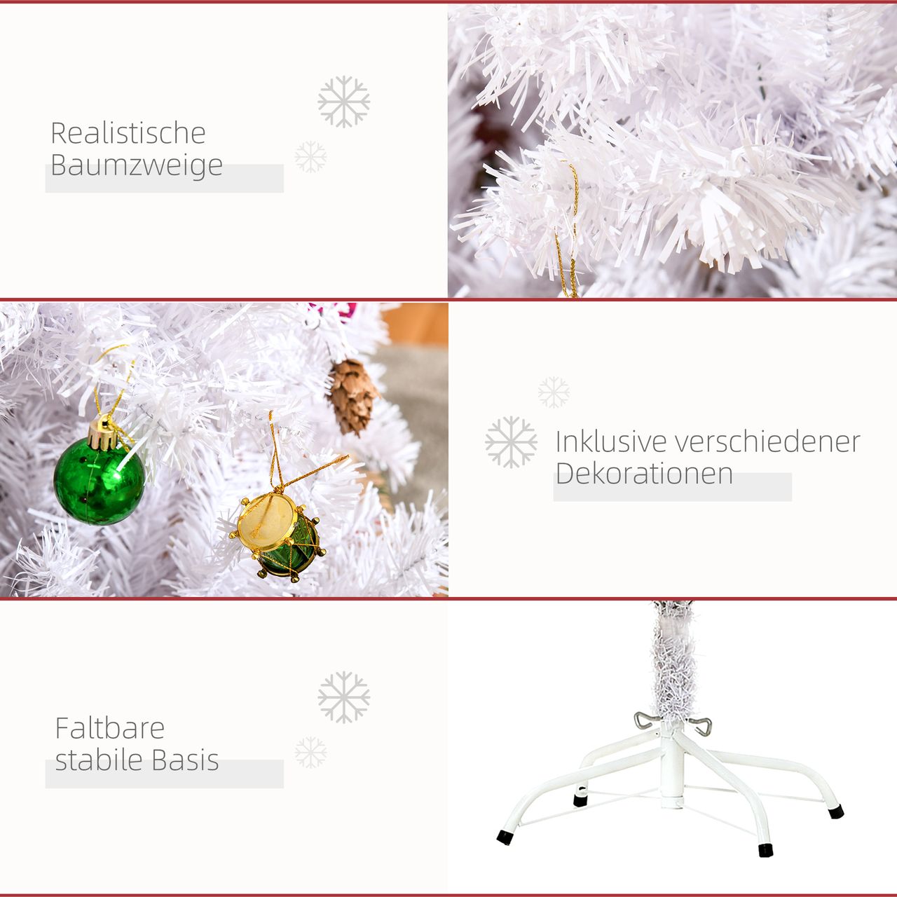 HOMCOM Tannenbaum Weihnachtsbaum Christbaum 150 / 180cm 680 Spitze inkl. Deko