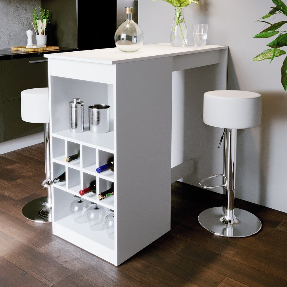 Vicco Bartisch Bartresen Stehtisch Tresentisch ROSS Weiß inkl. Hocker