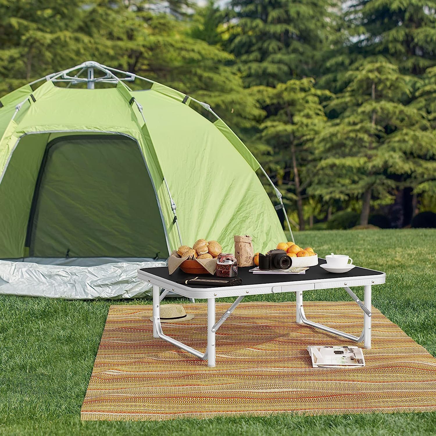 Woltu Campingtisch, Gartentisch tragbar, Reisetisch klappbar, aus Alu, MDF