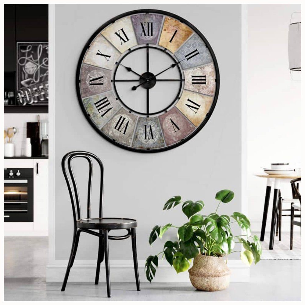 K&L Wall Art Wanduhr Große Vintage Metall Wanduhr Wohnzimmer 50cm oder 80cm Retro Uhr Küche (Used Look Metalluhr, leises Quarz Uhrwerk)