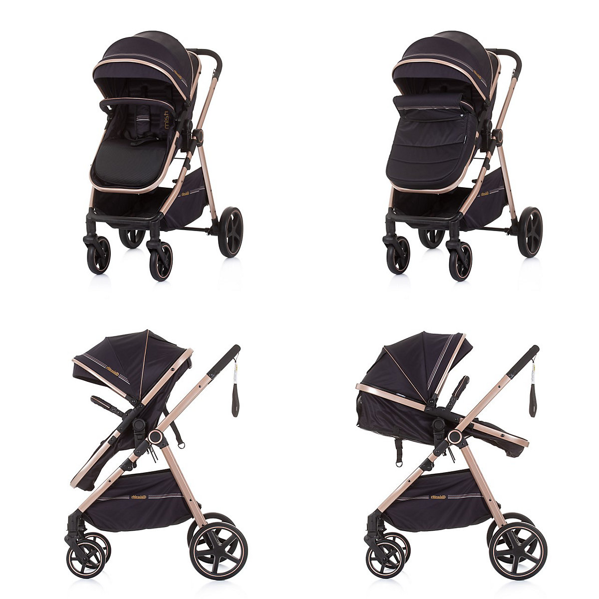 Kinderwagen Misty umbaubar Fußabdeckung Tasche Tragetasche Sportsitz Kombikinderwagen