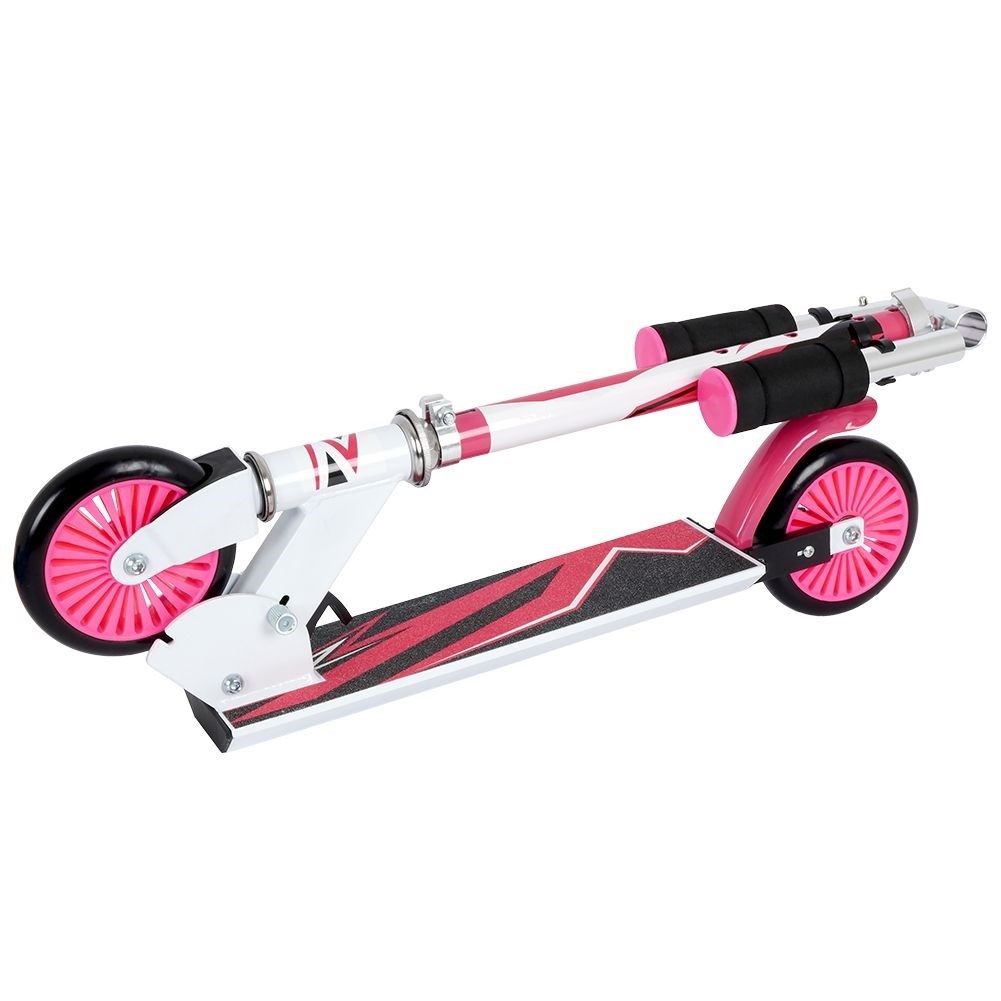XQ Max Rosa/Weiß Faltbarer Kinder-Roller mit Fußbremse