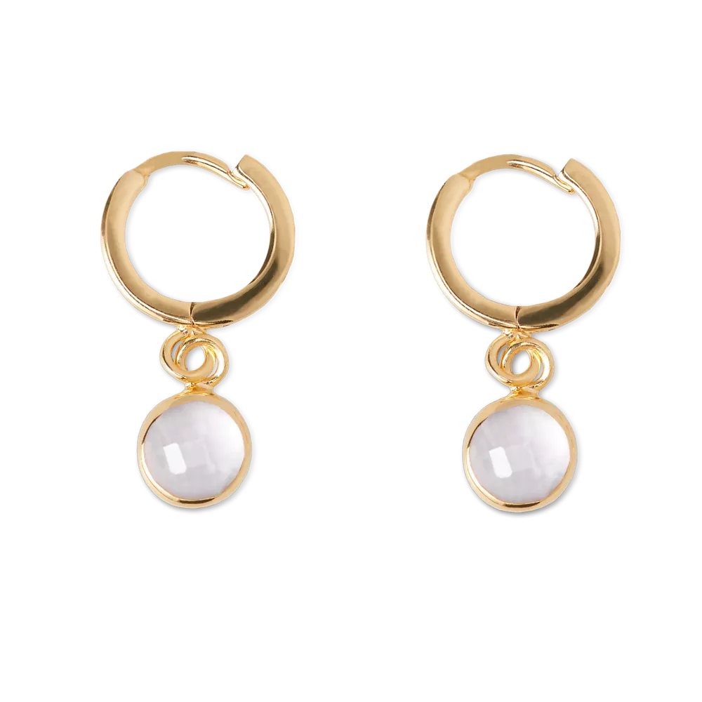 Boucles d'oreilles créoles House of Rituals, forme ronde, plaquées or et ornées d'une pierre précieuse