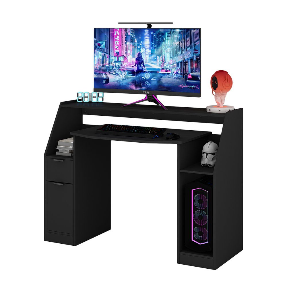 Livinity Computertisch Gamingtisch TAILS Schwarz