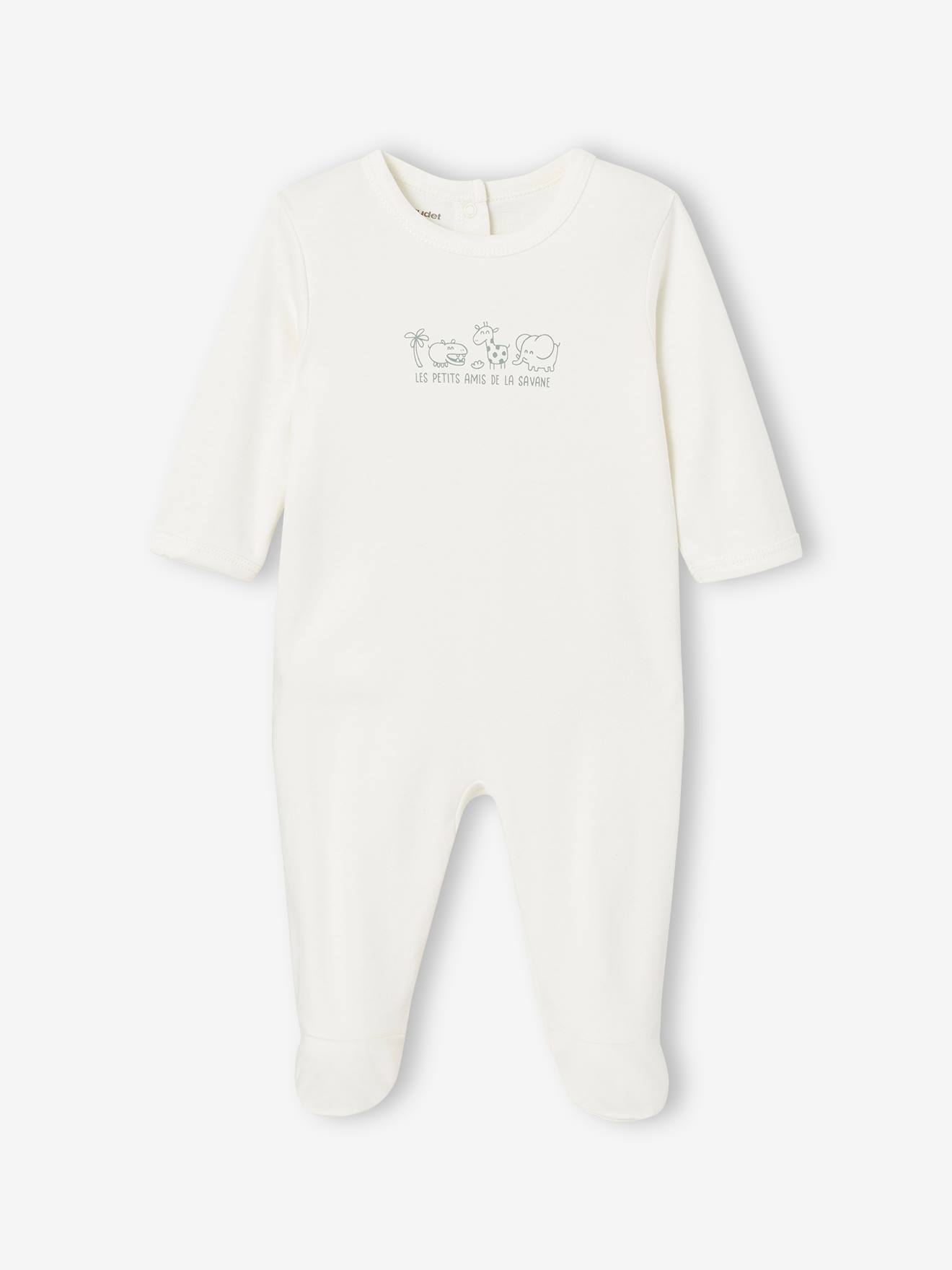 Vertbaudet 3er-Pack Baby Strampler BASIC, Interlock-Jersey - pack salbeigrün savanne