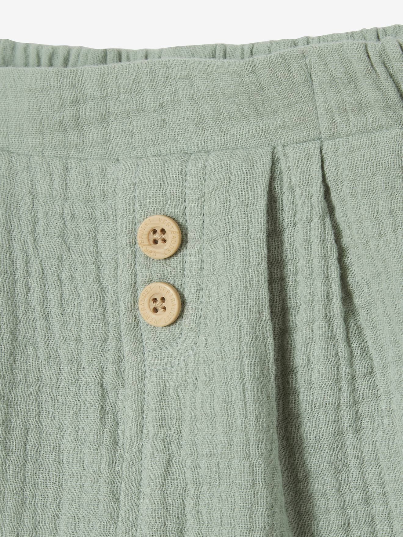 Pantalon coupe sarouel en gaze de coton bleu