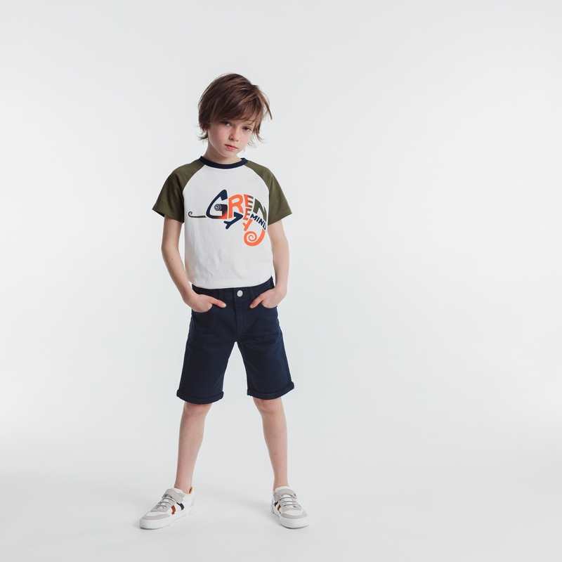 Bermuda slim en toile hyper-stretch bleu garçon
