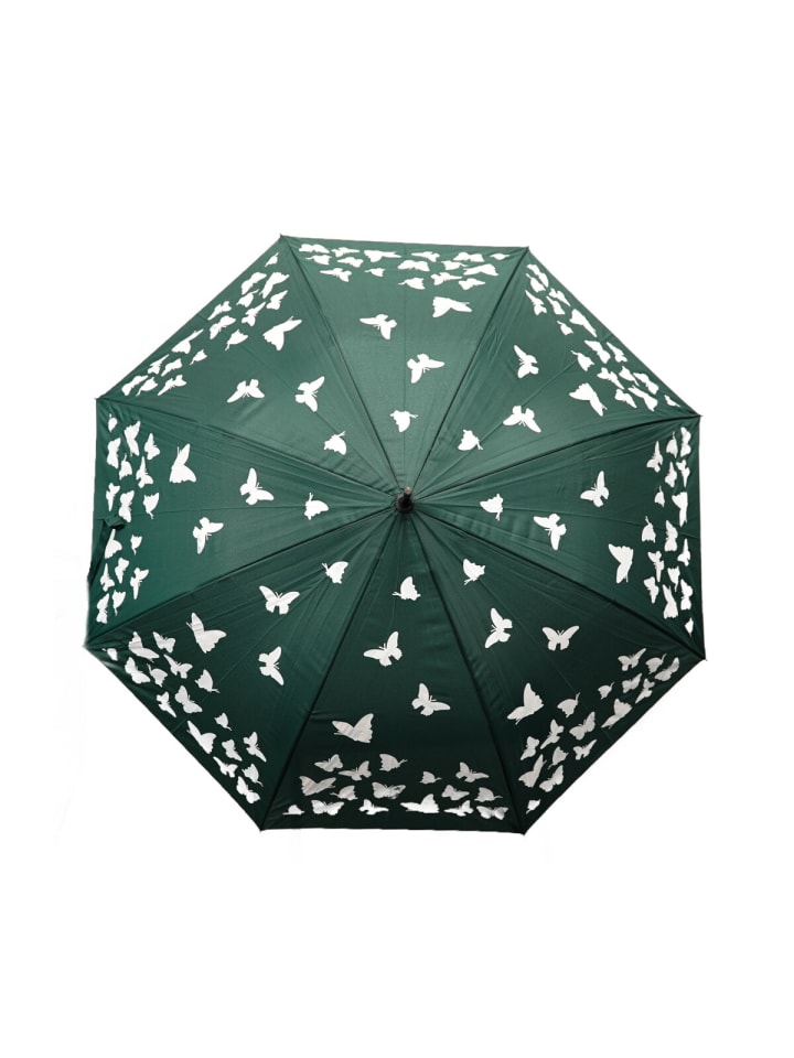 COFI 1453 Stockschirm mit Schmetterlingsmotiv-Verfärbung im Regen in Grün günstig kaufen 100