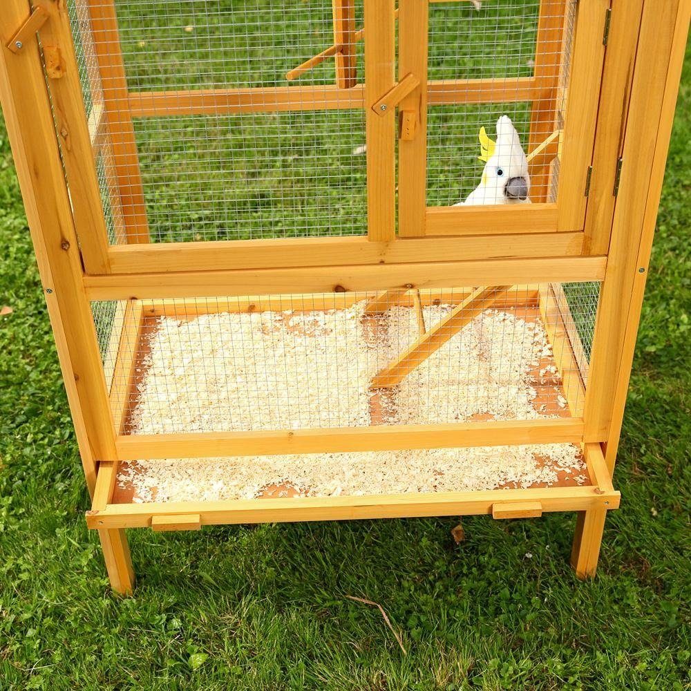 Melko Vogelkäfig Vogelhaus Vogelkäfig Vogelvoliere aus Holz in Braun M02 Voliere Vogel Papageienkäfig Tierkäfig Wellensittich Außenvoliere Papageienkäfig