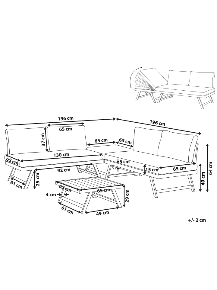 Beliani 2-tlg Lounge Set COCCORINO in Grau/Weiß günstig kaufen onesize