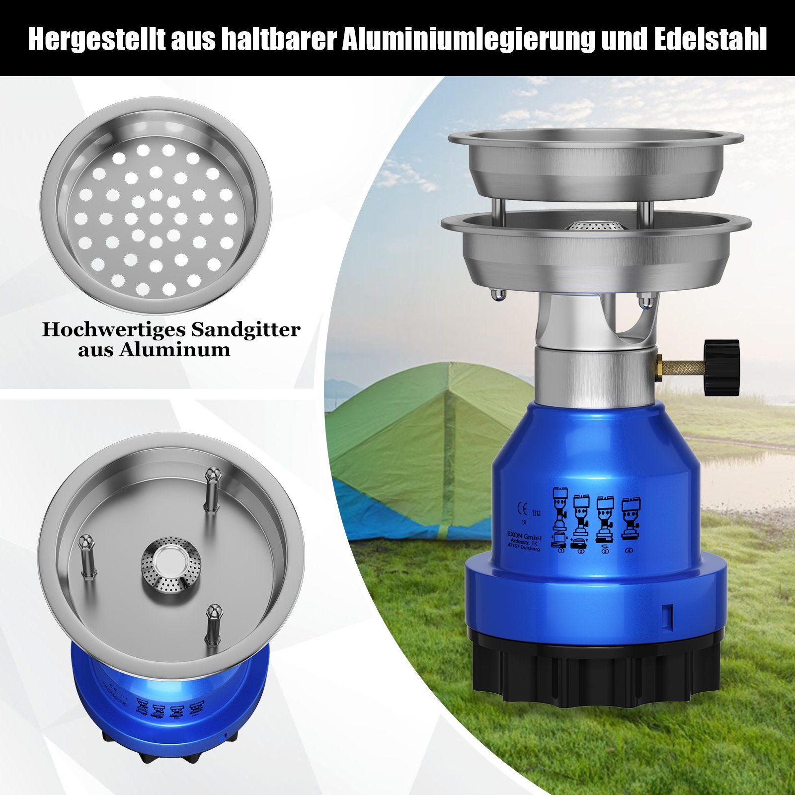 HOMELUX Gaskocher Campingkocher Camping Gaskocher Kohleanzünder für Outdoor, für Camping, Picknic oder Wanderungen