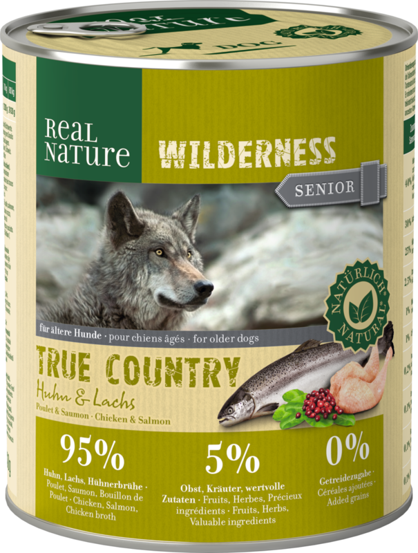 REAL NATURE Hundenassfutter REAL NATURE WILDERNESS Senior True Country Huhn & Lachs 24x800 g