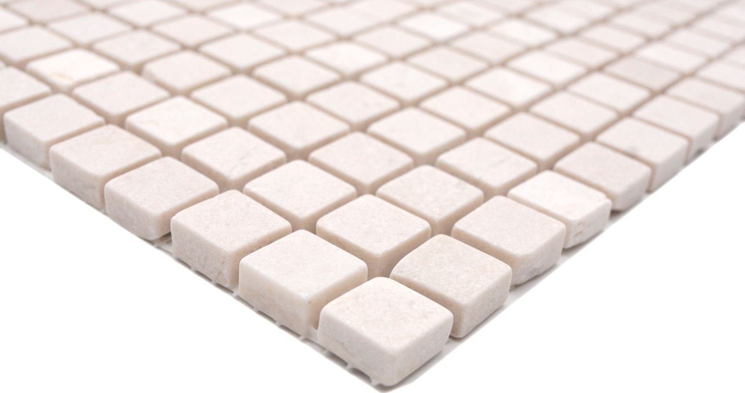 Mosani Bodenfliese Marmor Mosaik Steine Naturstein creme hellbeige mini Quadrat