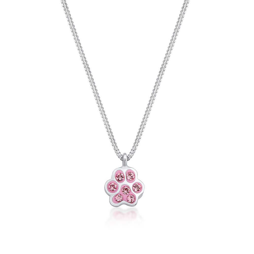 Elli Elli Collier Patte Animal Pink Collier Enfants-(925/100) Argent avec Cristaux collier
